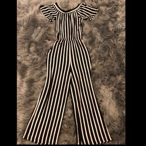 Off Shoulder Striped Jumpsuit